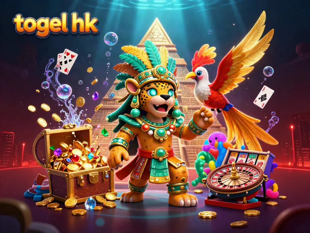 Visualisasi menarik togel hk dengan elemen kasino berkualitas tinggi, termasuk karakter dan acara meriah.