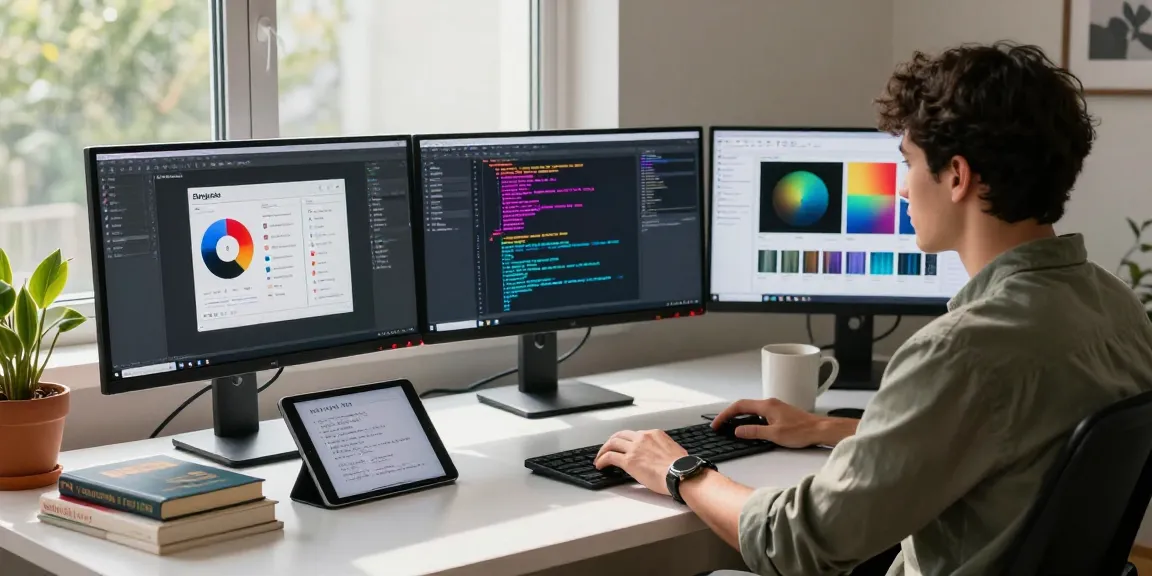 Productive workspace with Snipaste screenshot tool in action on multiple monitors, showcasing innovative software development.