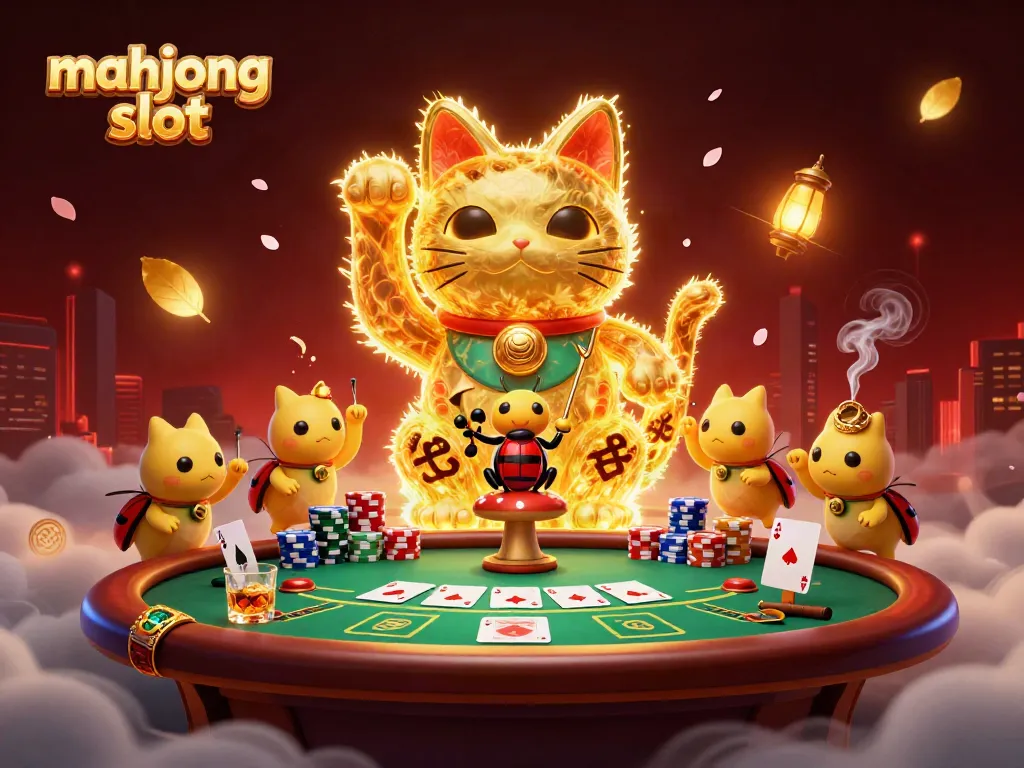 Experience the vibrant gameplay of mahjong slot in a rich, 3D animated casino scene filled with dynamic elements.
