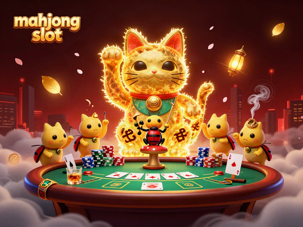 Experience the vibrant gameplay of mahjong slot in a rich, 3D animated casino scene filled with dynamic elements.