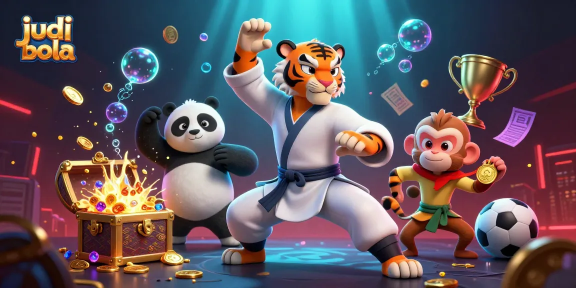 Experience judi bola excitement in a vibrant 3D scene with animated characters and betting elements.