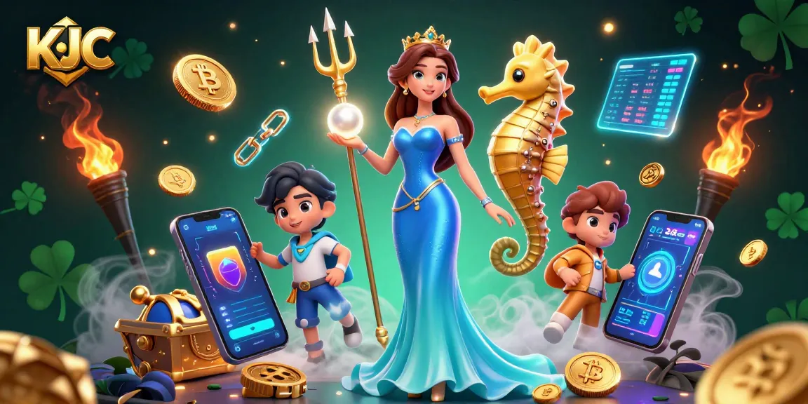 Play to win at KJC with a vibrant 3D digital illustration showcasing a mystical underwater adventure.