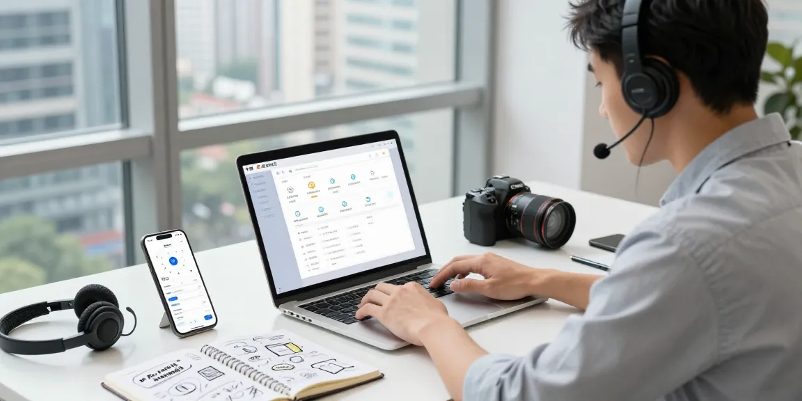 快连 application showcased in a modern tech workspace, emphasizing global connectivity and productivity.