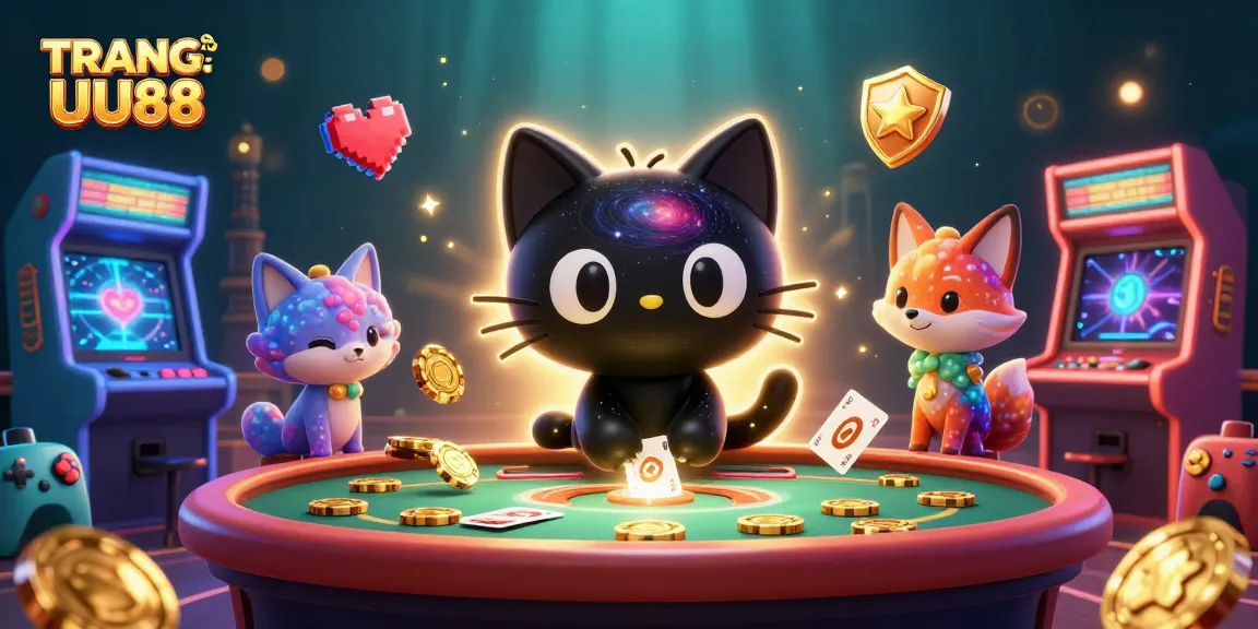 Join the excitement at TRANG CHỦ UU88, featuring vibrant 3D characters and casino elements.