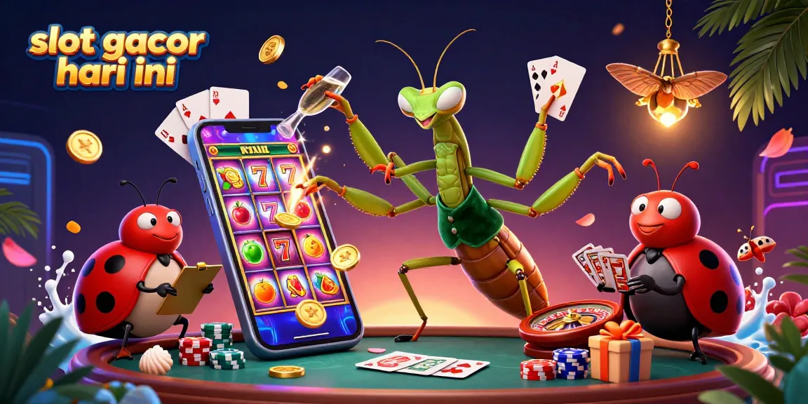 Experience thrilling gameplay in a lively casino scene with slot gacor hari ini elements and vibrant characters.