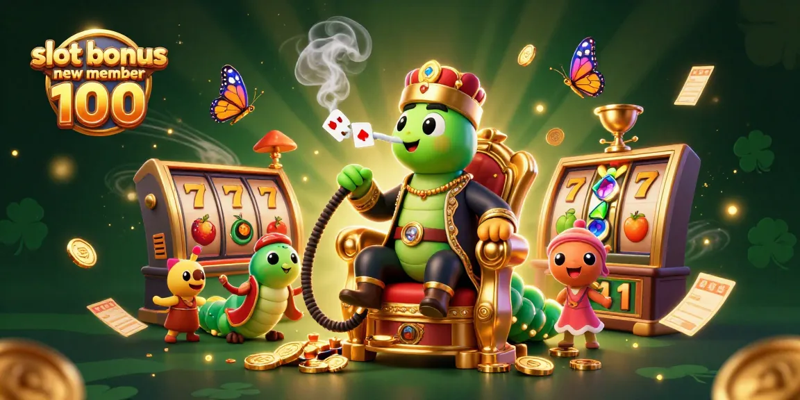 Experience the excitement of slot bonus new member 100 with vibrant casino elements in a dynamic 3D scene.
