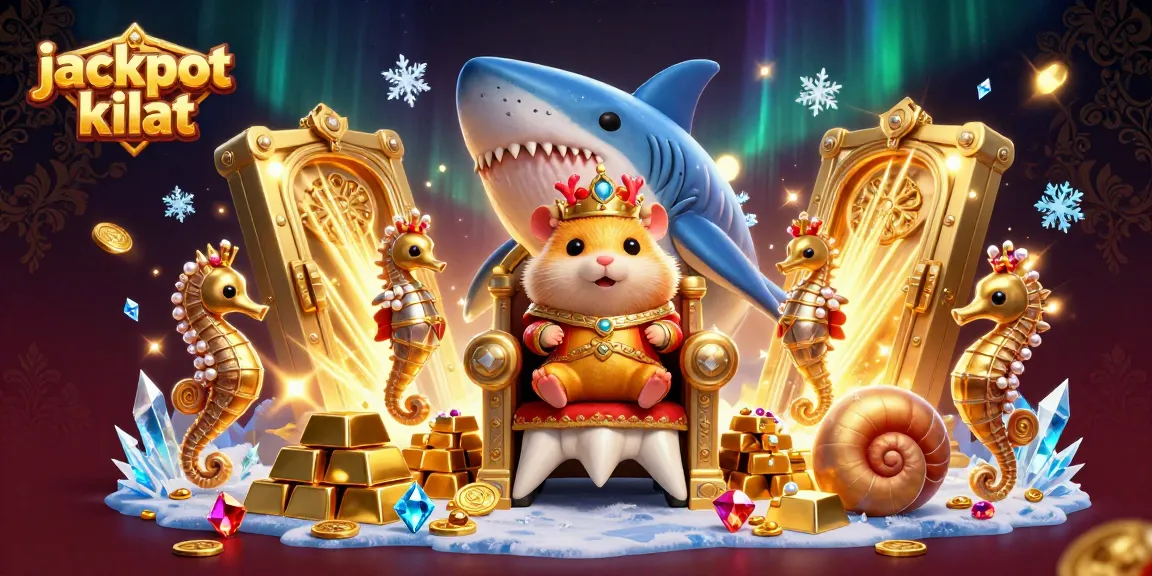 Spin to win with jackpot kilat amidst piles of gold and dazzling gems in a colorful casino scene.