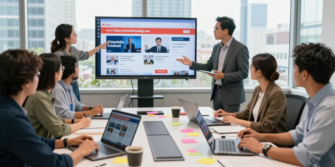 Editorial meeting at a vibrant newsroom with https://www.theindaily.com highlights.