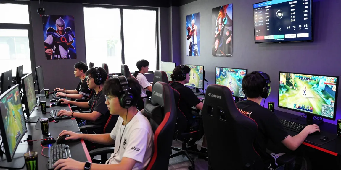 Engaged gamers enjoying a lively session on 7meter platform in a modern lounge setting.