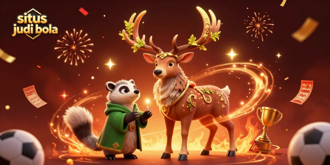 Experience situs judi bola with exciting sports betting elements in a vibrant, festive 3D illustration.