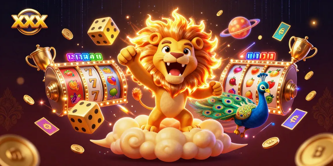 Experience thrilling xxx gaming with a dynamic 3D illustration of vibrant slot games and casino elements.