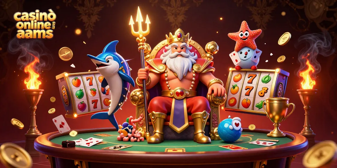 Immagine accattivante di casinò online non AAMS con slot e personaggi colorati, arricchita da elementi d'oro e simboli di fortuna.