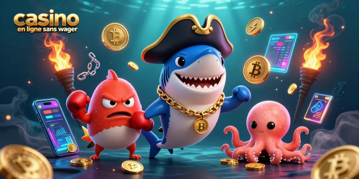 Jouer sur un casino en ligne sans wager avec le requin capitaine et ses amis sur une scène aquatique dynamique.