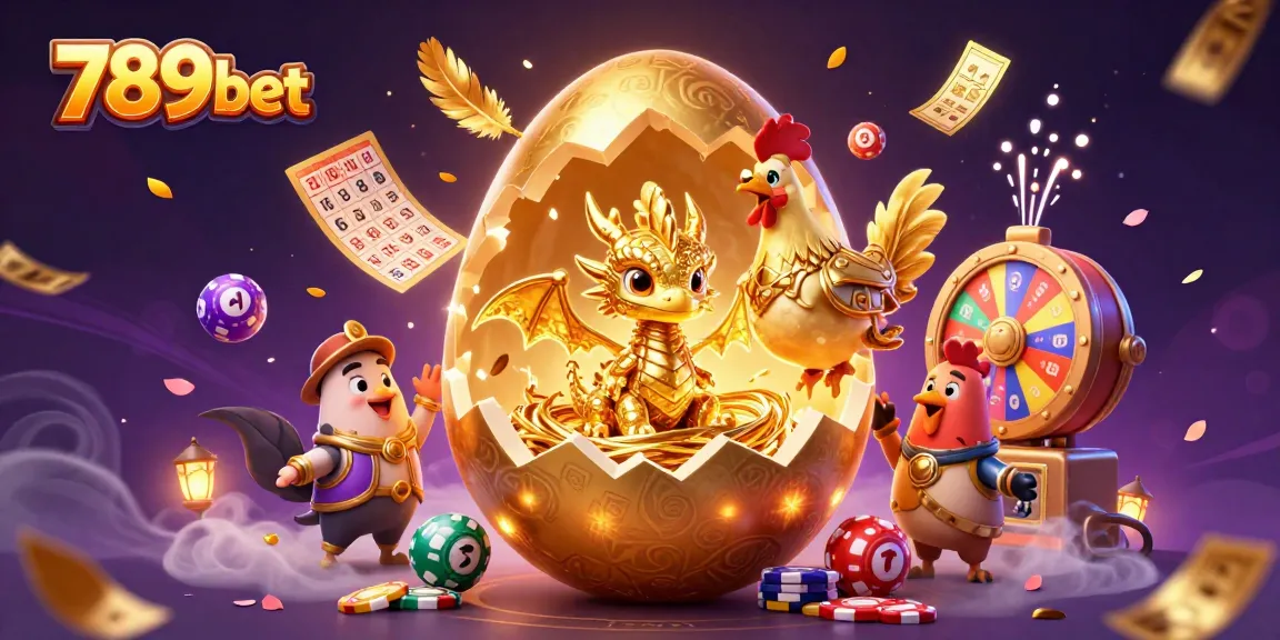 Experience the excitement of 789bet with a golden dragon guarding poker chips and lottery elements.