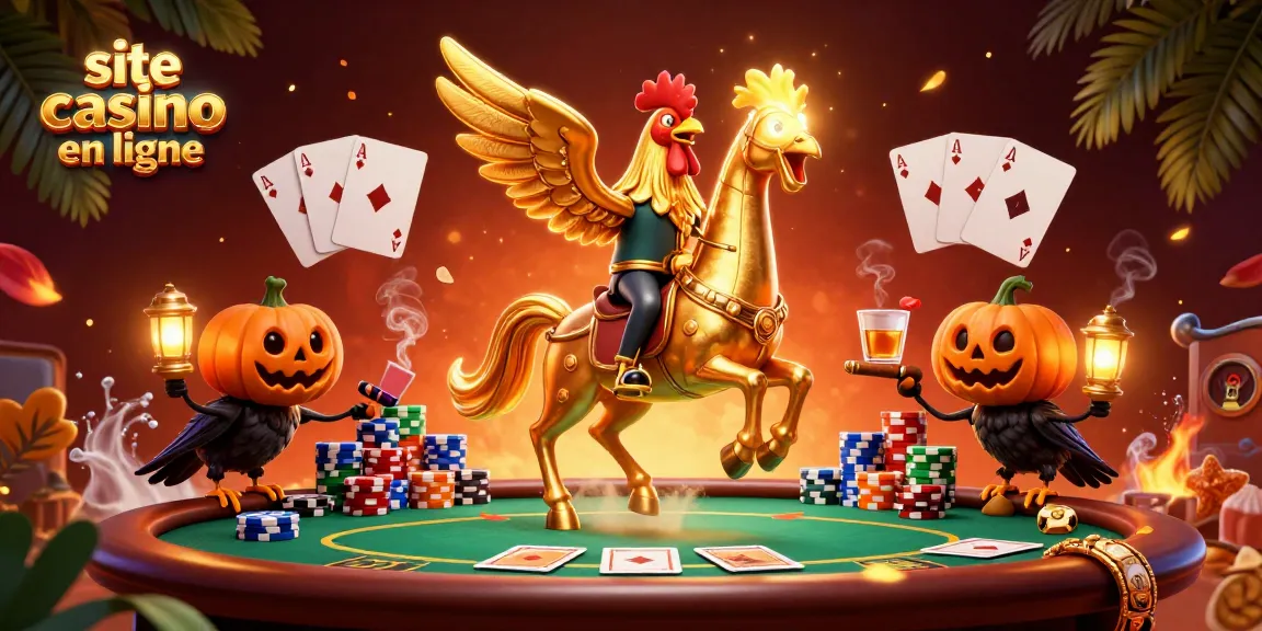 Vivez l'excitation de site casino en ligne avec un coq doré et ses amis dans un casino animé.